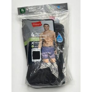 Hanes Ultimate 4pk Mens Black Tagless Comfort Sport Boxer Briefs X-Temp XL 40-42